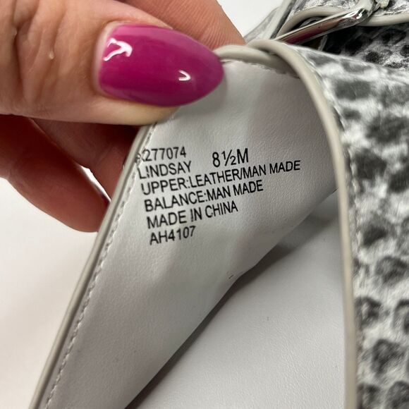 Logo Lori Goldstein Grey White Snake Leather Lindsay Slide Sandal New #514 - Picture 8 of 12